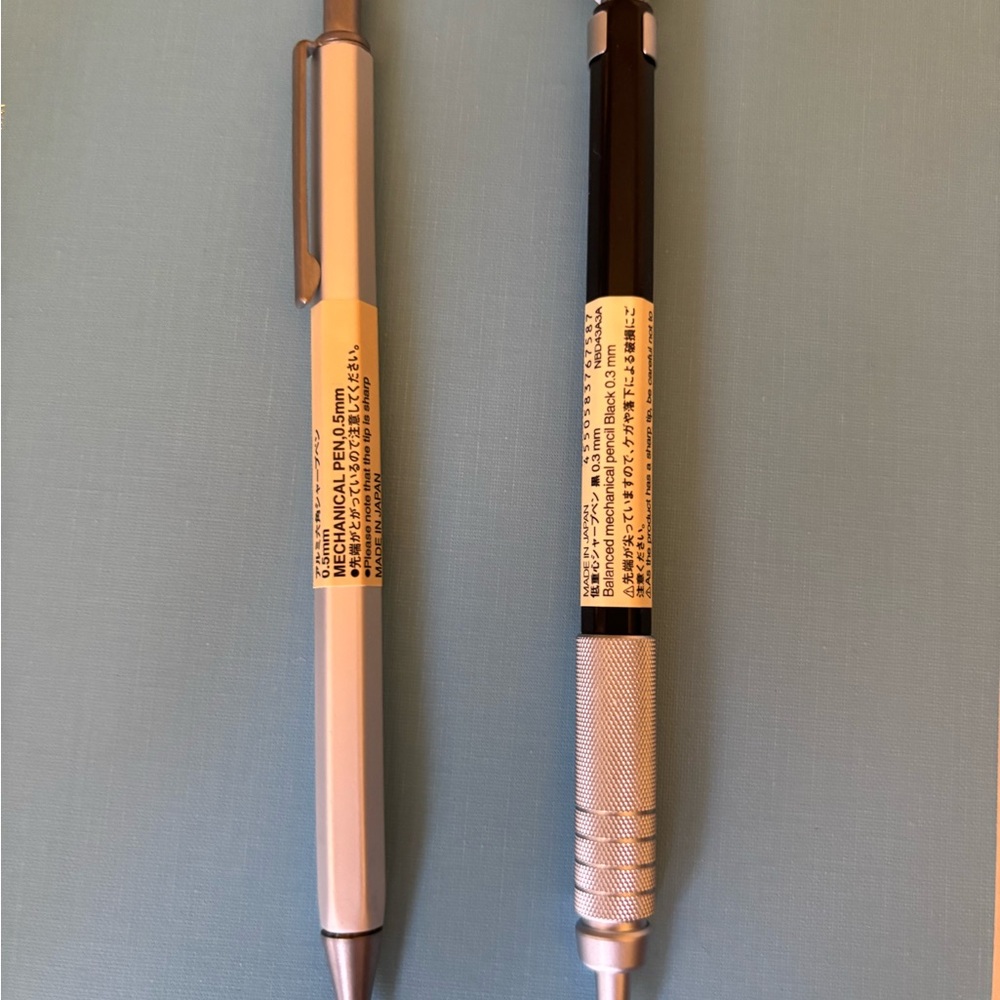 Muji Mechanical Pen 0.5mm + Muji Balanced Mechanical Pencil 0.3mm